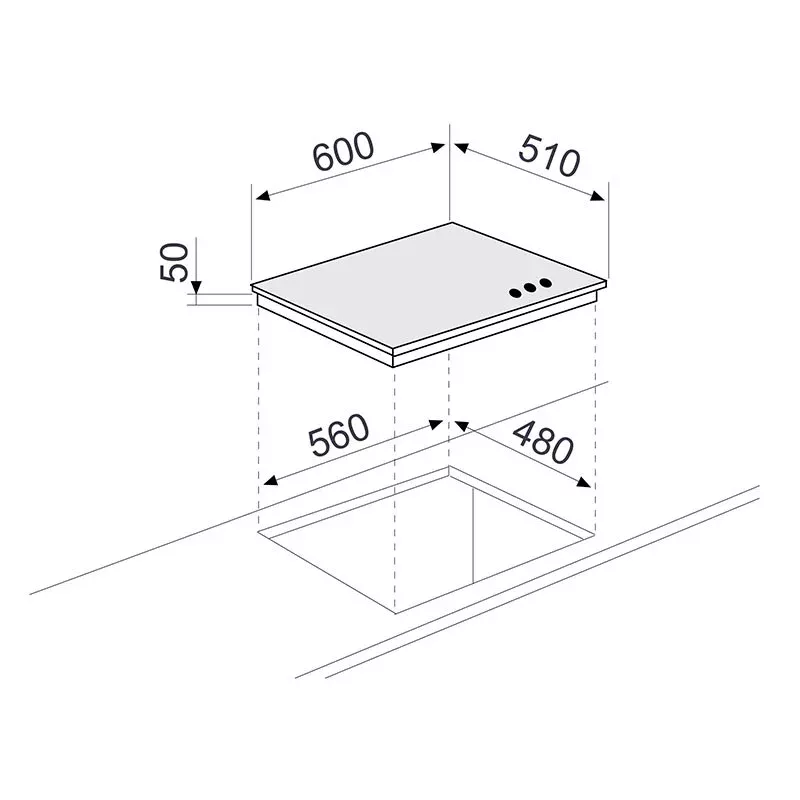 Table gaz AIRLUX ATV63TBK