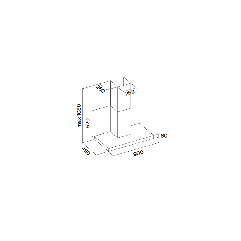 HOTTE PLANE TOP BLACK 90CM