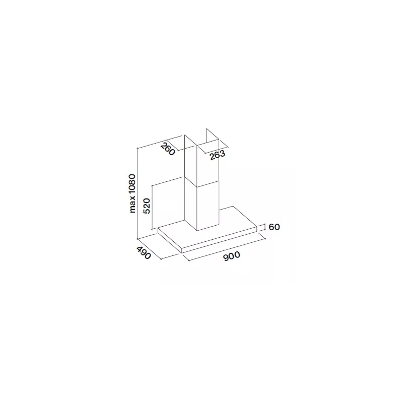 HOTTE PLANE TOP BLACK 90CM