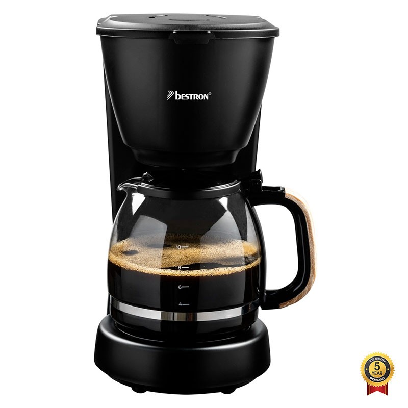 CAFETIERE 10 TASSES 1000W BLACK WOOD