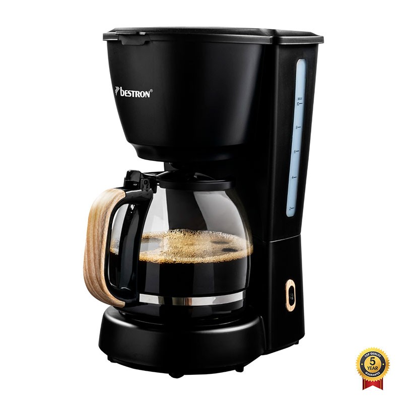 CAFETIERE 10 TASSES 1000W BLACK WOOD