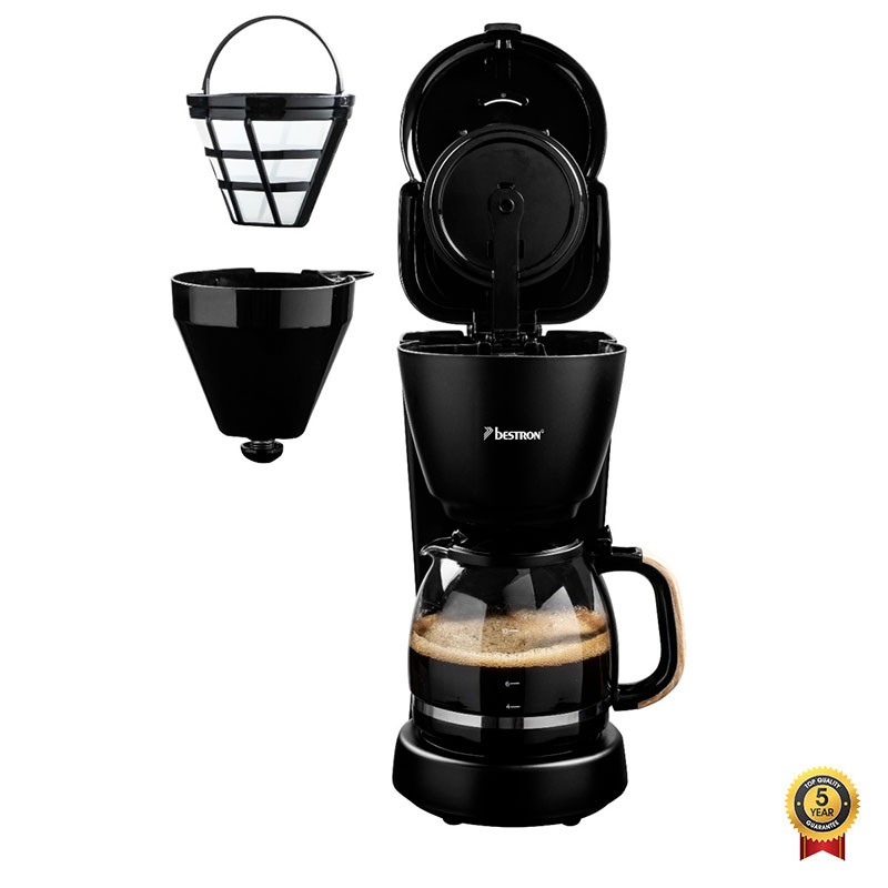 CAFETIERE 10 TASSES 1000W BLACK WOOD