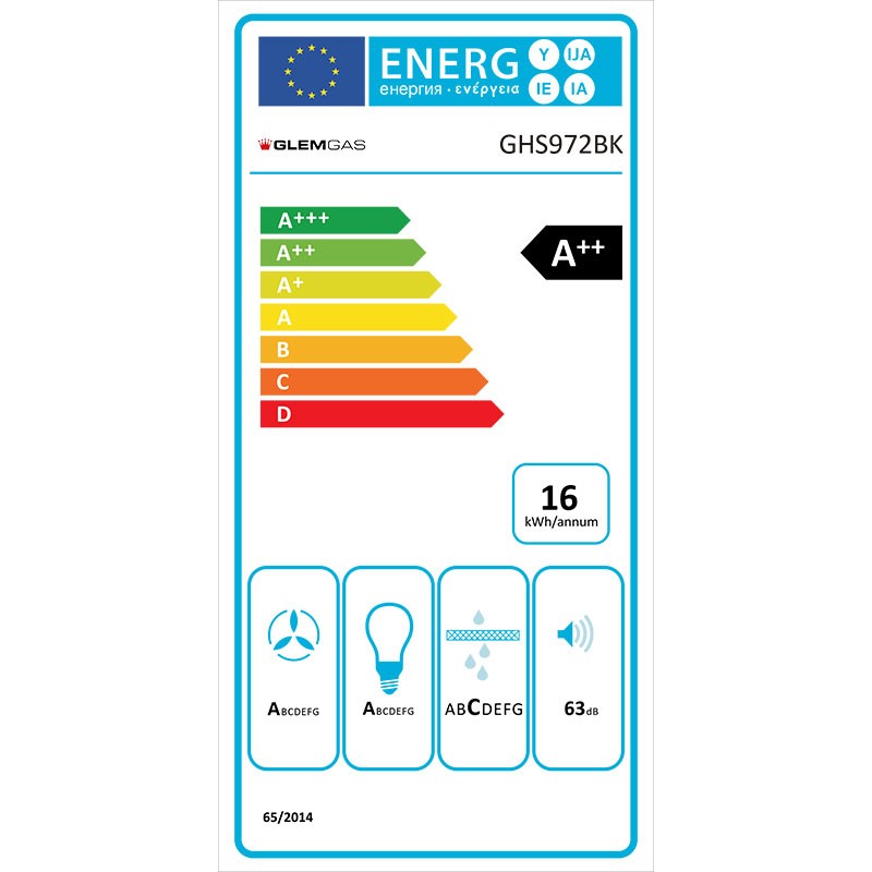 HOTTE MURALE VERRE GALBEE  90CM 650M3H