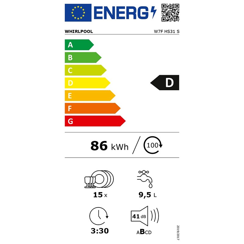 Lave-vaisselle 60 cm WHIRLPOOL W7FHS31S