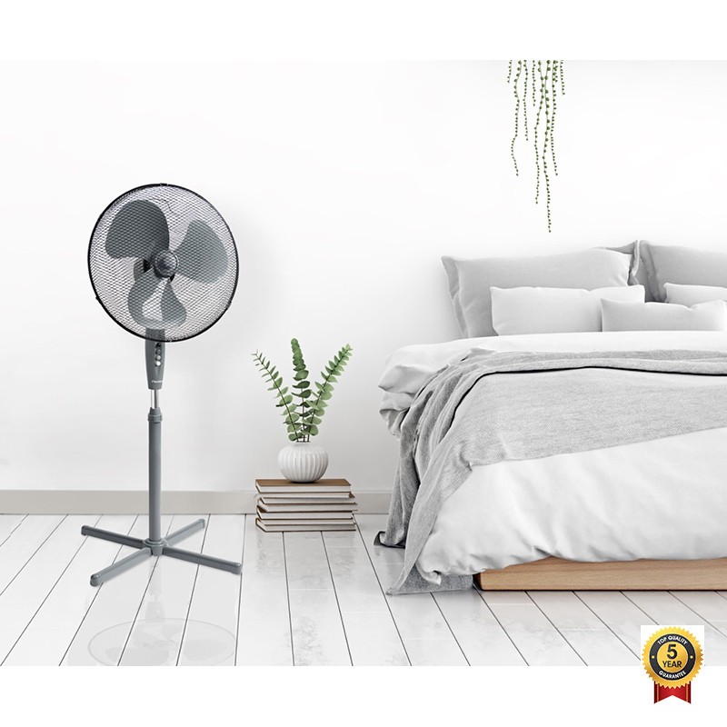 VENTILATEUR SUR PIED 45CM GRIS