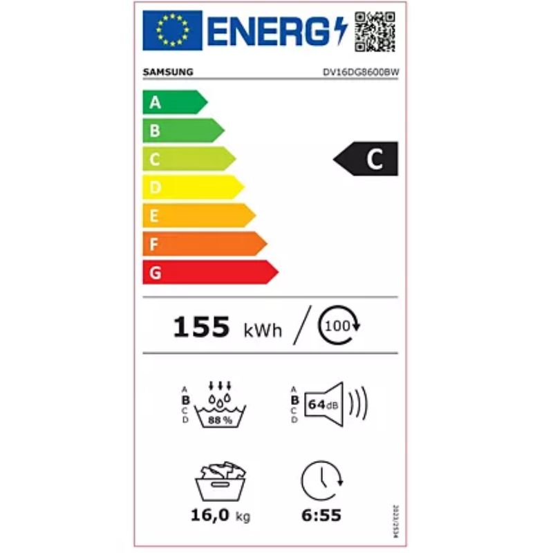 SECHE LINGE POMPE A CHALEUR SAMSUNG DV16DG8600BW