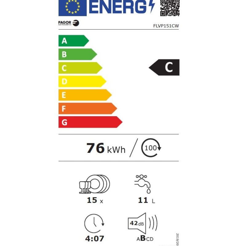 LAVE VAISSELLE 15CVTS - 42DB BLANC - C -
