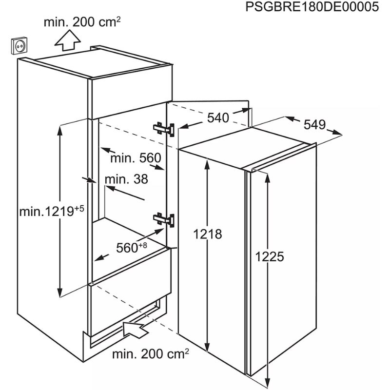 REF ENCASTRABLE 122CM AVEC CONGELATEUR